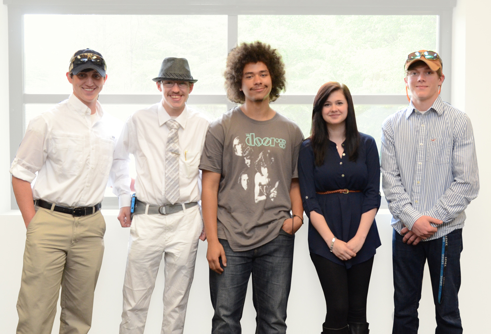 From left to right: Dakota Malsch, Caleb Howard, Anthony Collins, Rebecca Waldrep, Cole Johnson