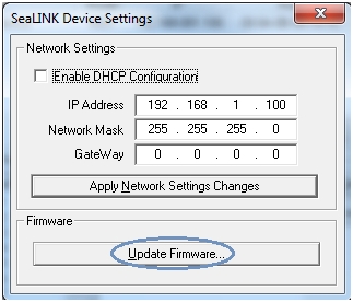 SeaLINK Device Settings Update Firmware Button