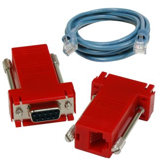 SeaI/O DB9 Female to RJ45 Adapter (RS-422 Pinout) and CAT5 7' Patch Cable (Blue)