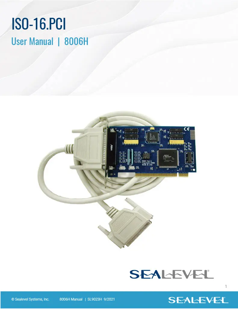 Sealevel ISO-16.PCI User manual
