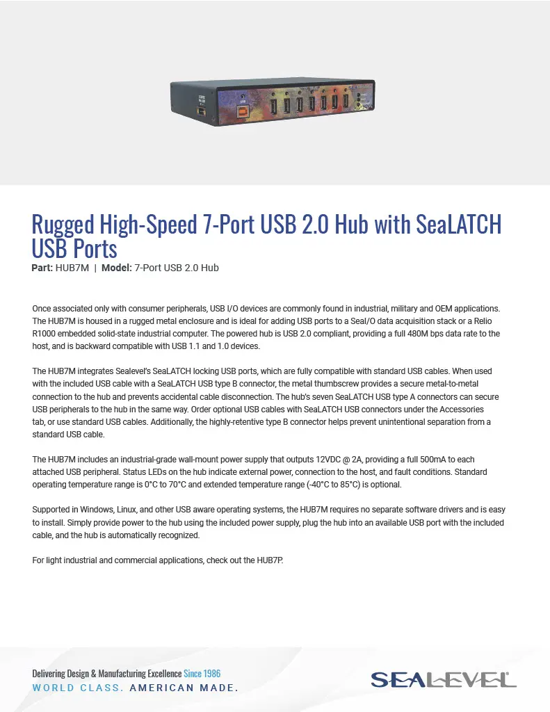 Sealevel-HUB7M datasheet